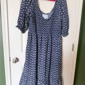 Hill House Navy Blue Floral Smocked Dress